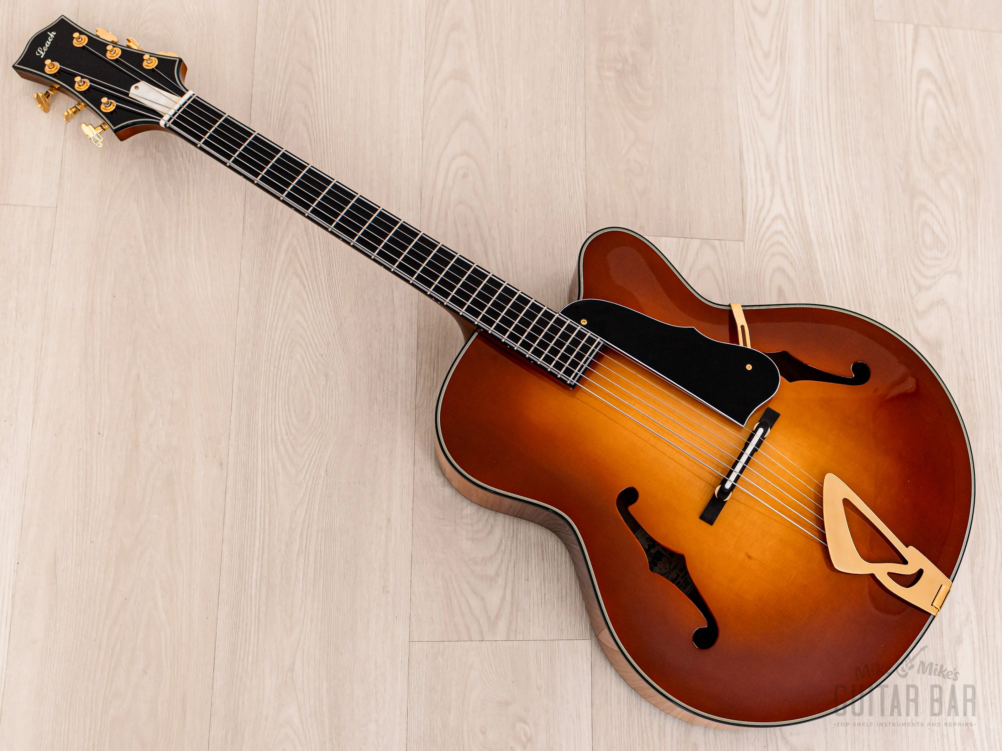 Harvey Leach Cutaway Acoustic Archtop 18" Carved Top, Spruce & Tiger Maple w/ Case - Image 14
