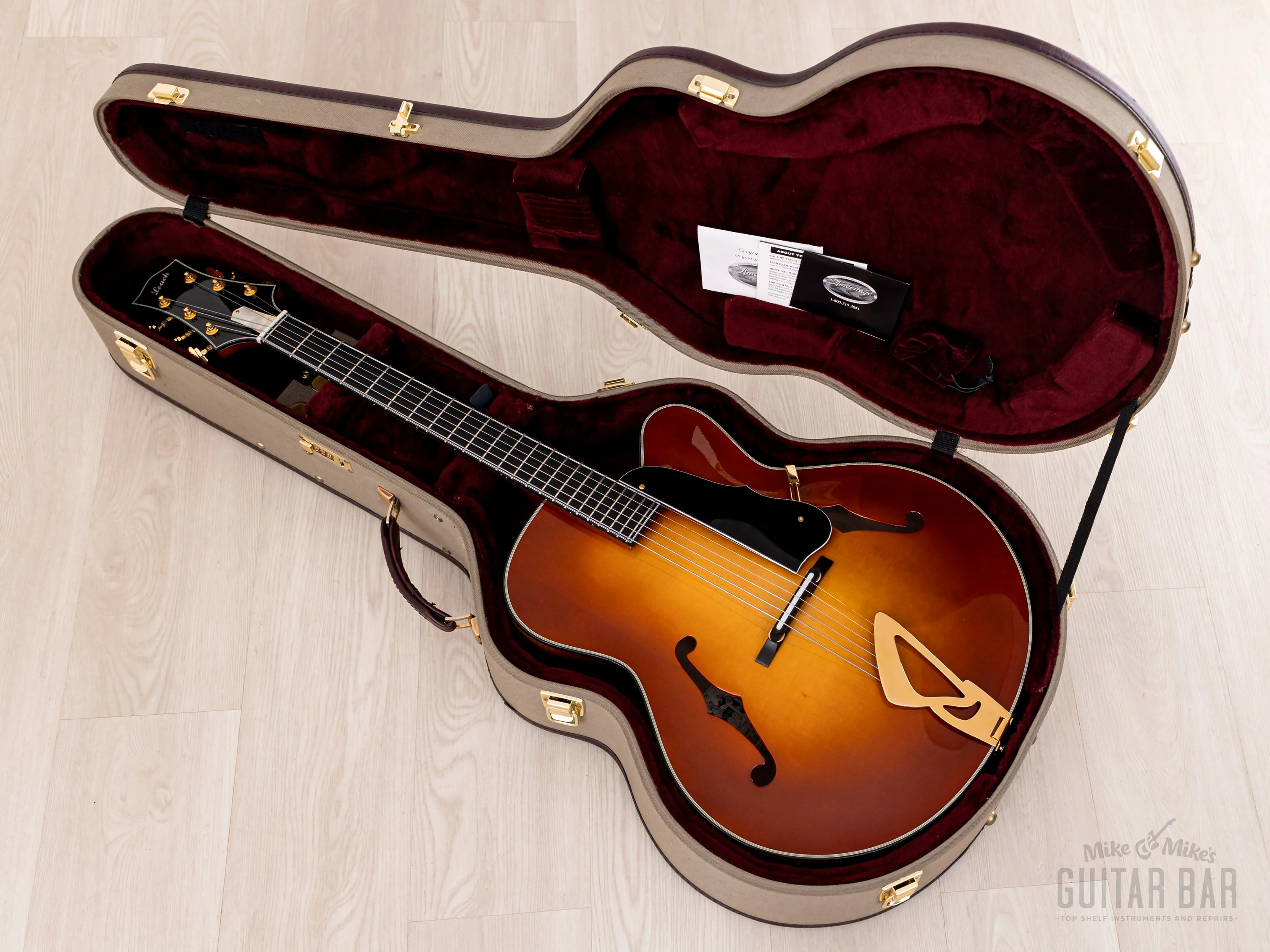 Harvey Leach Cutaway Acoustic Archtop 18" Carved Top, Spruce & Tiger Maple w/ Case - Image 19