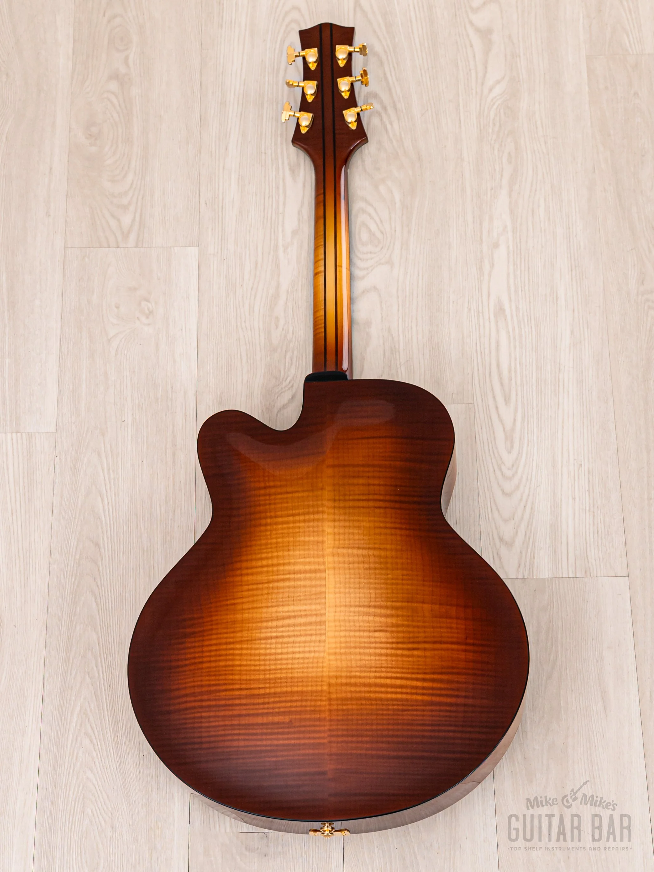 Harvey Leach Cutaway Acoustic Archtop 18" Carved Top, Spruce & Tiger Maple w/ Case - Image 3