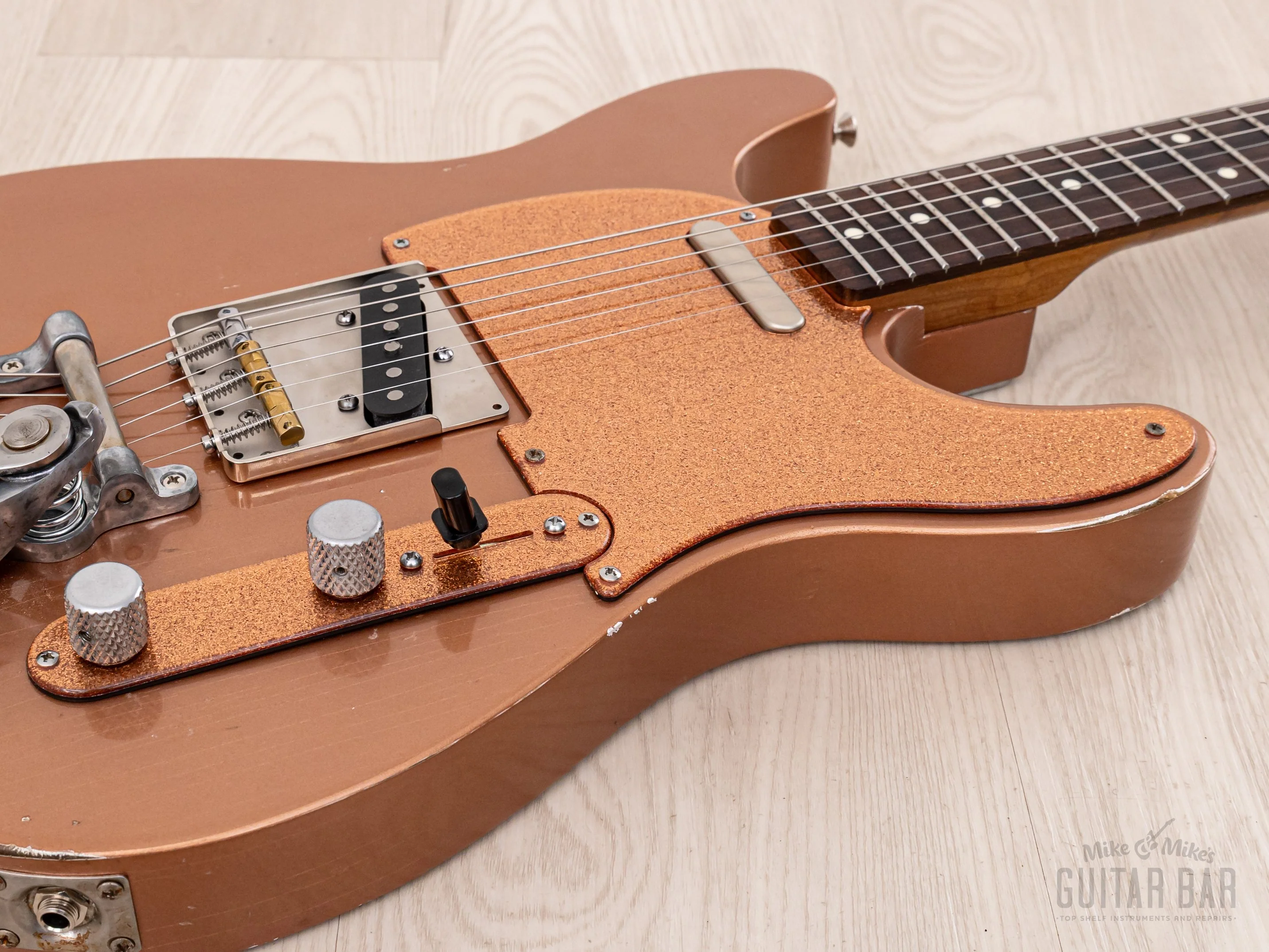 Snakehead T-Style Double Cutaway, MJT Body & Fender-Licensed Musicraft Neck, Copper Lacquer w/ Bigsby, Porter Pickups, Case - Image 6