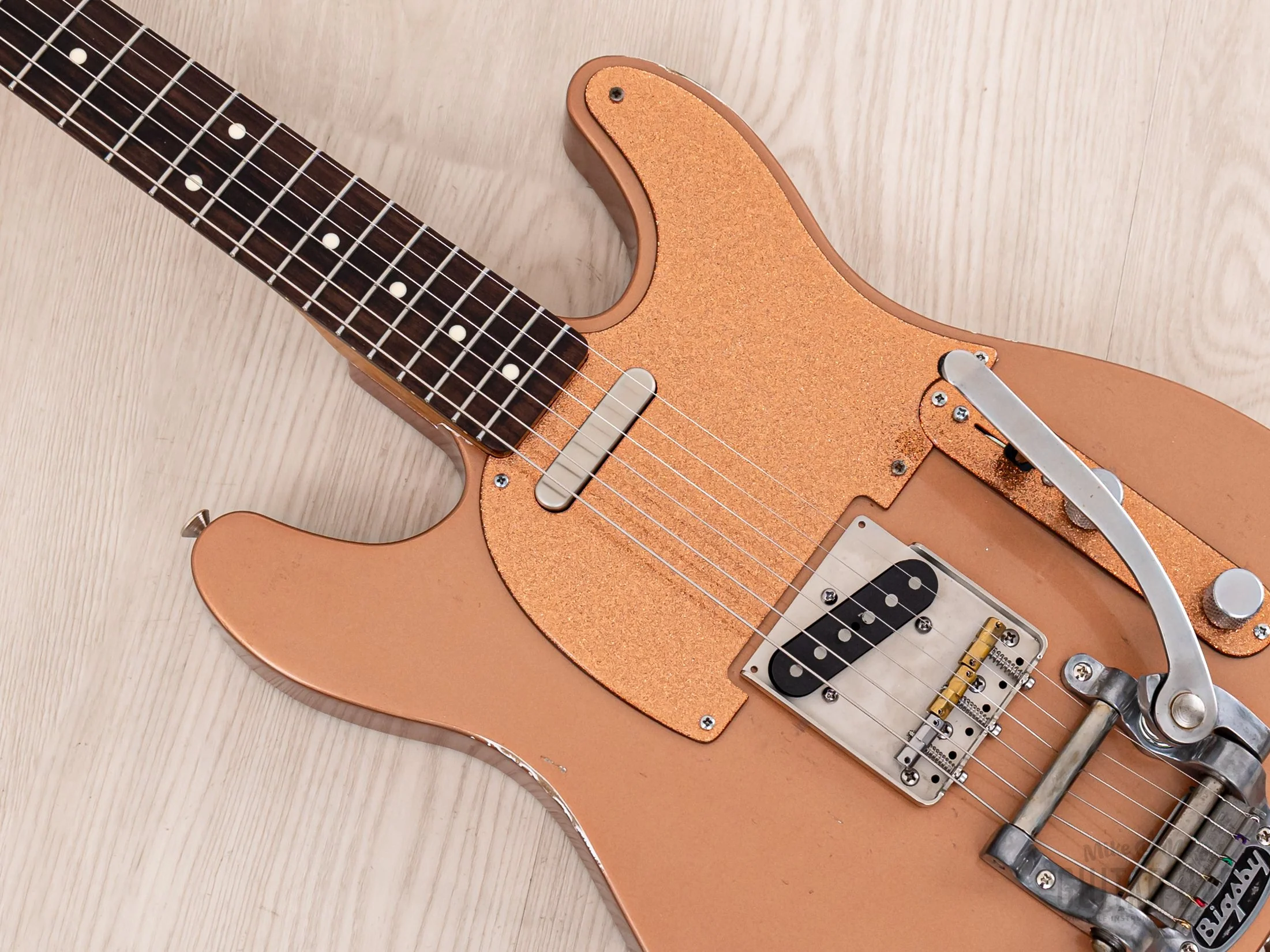 Snakehead T-Style Double Cutaway, MJT Body & Fender-Licensed Musicraft Neck, Copper Lacquer w/ Bigsby, Porter Pickups, Case - Image 7
