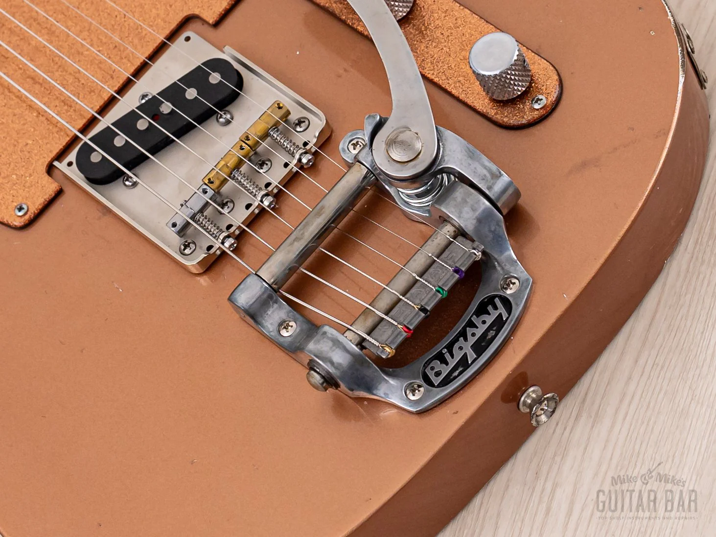 Snakehead T-Style Double Cutaway, MJT Body & Fender-Licensed Musicraft Neck, Copper Lacquer w/ Bigsby, Porter Pickups, Case - Image 8