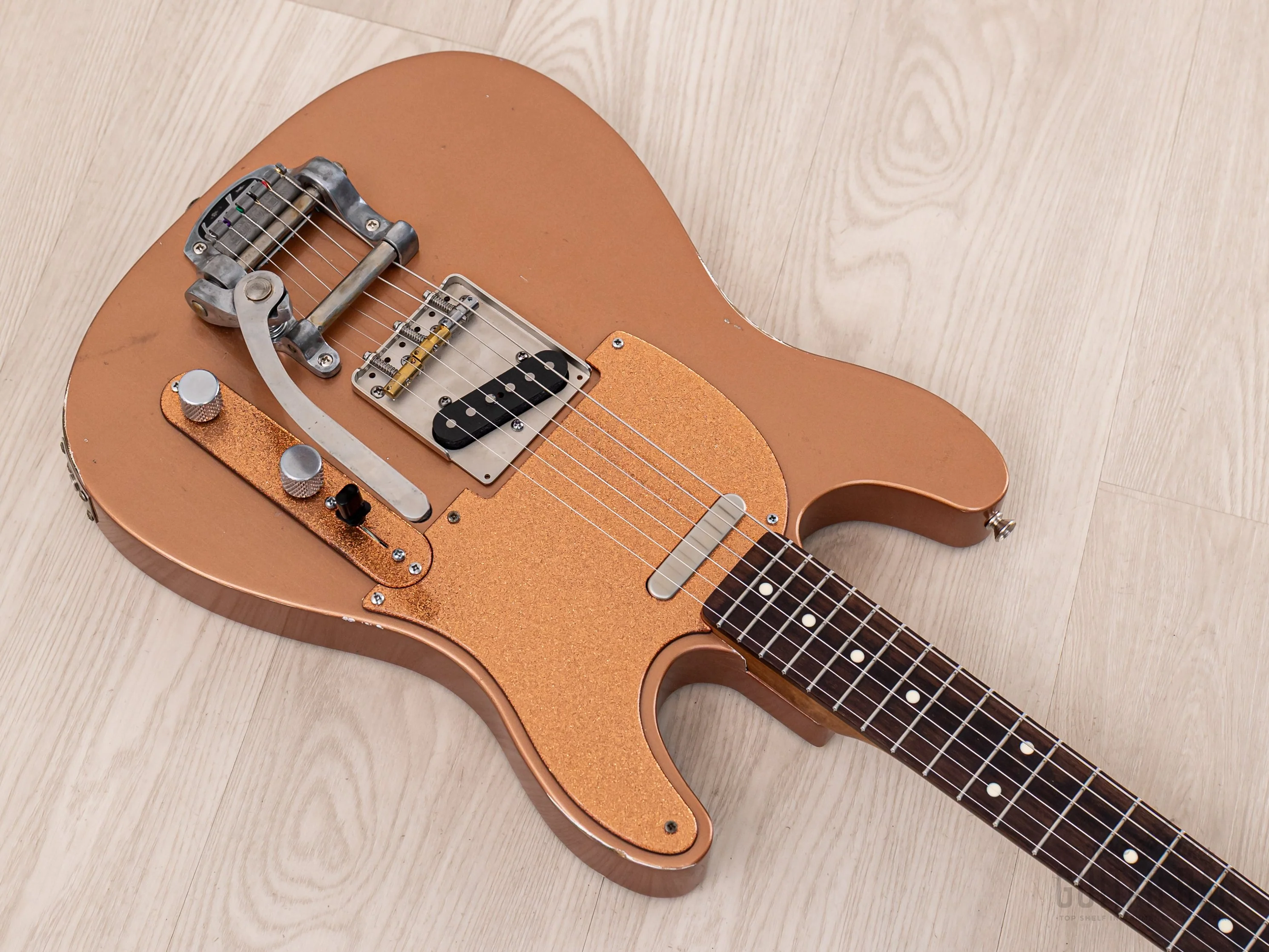 Snakehead T-Style Double Cutaway, MJT Body & Fender-Licensed Musicraft Neck, Copper Lacquer w/ Bigsby, Porter Pickups, Case - Image 9